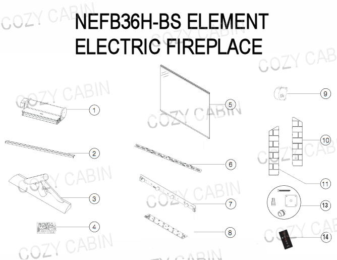  ELEMENT ELECTRIC FIREPLACE (NEFB36H-BS) #NEFB36H-BS